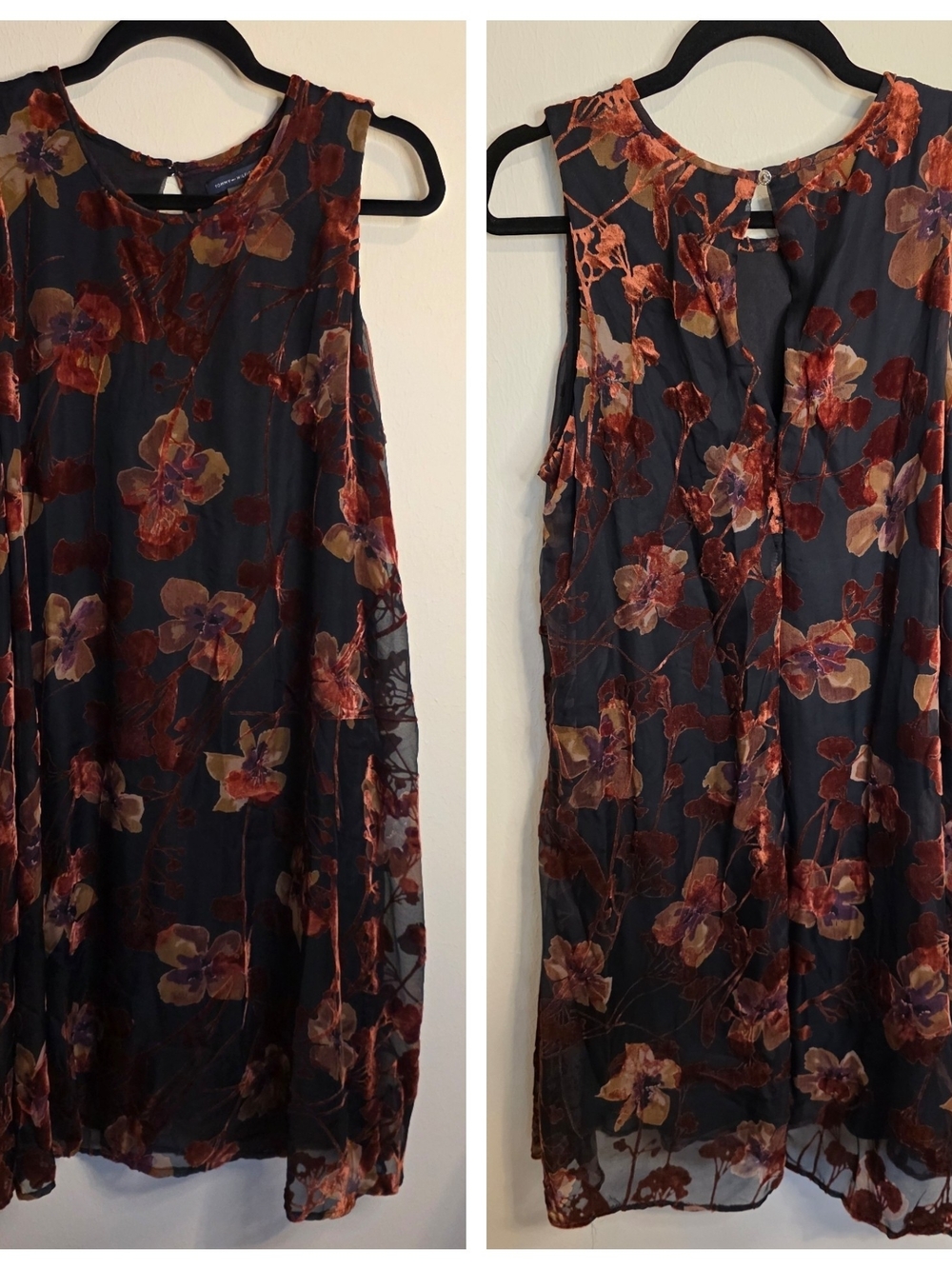 Tommy Hilfiger Navy Mini Dress with Rust Floral Burnout